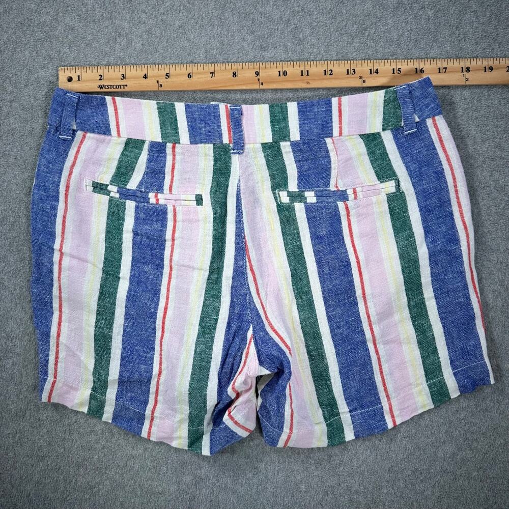 Old Navy Striped Everyday Short Women's 8 Linen Blend Blue Pink 4" Inseam - Picture 6 of 6